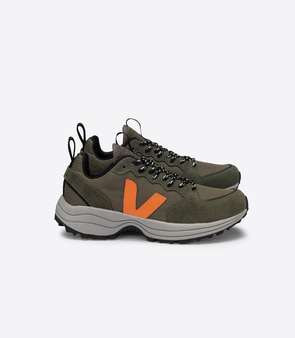 Veja Trainers Mens Olive/Orange - Venturi Ripstop - YFKJ-59138